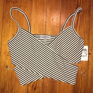 NWT. Black & White Stripe Crop Top